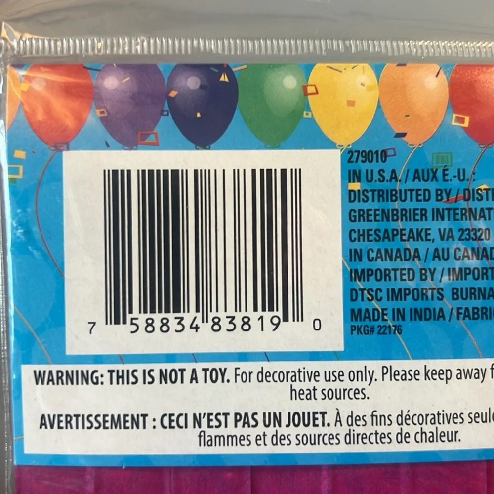 💝 $1 when Bundled 💝 NWT Colorful Tissue Tassel Garland 9 feet